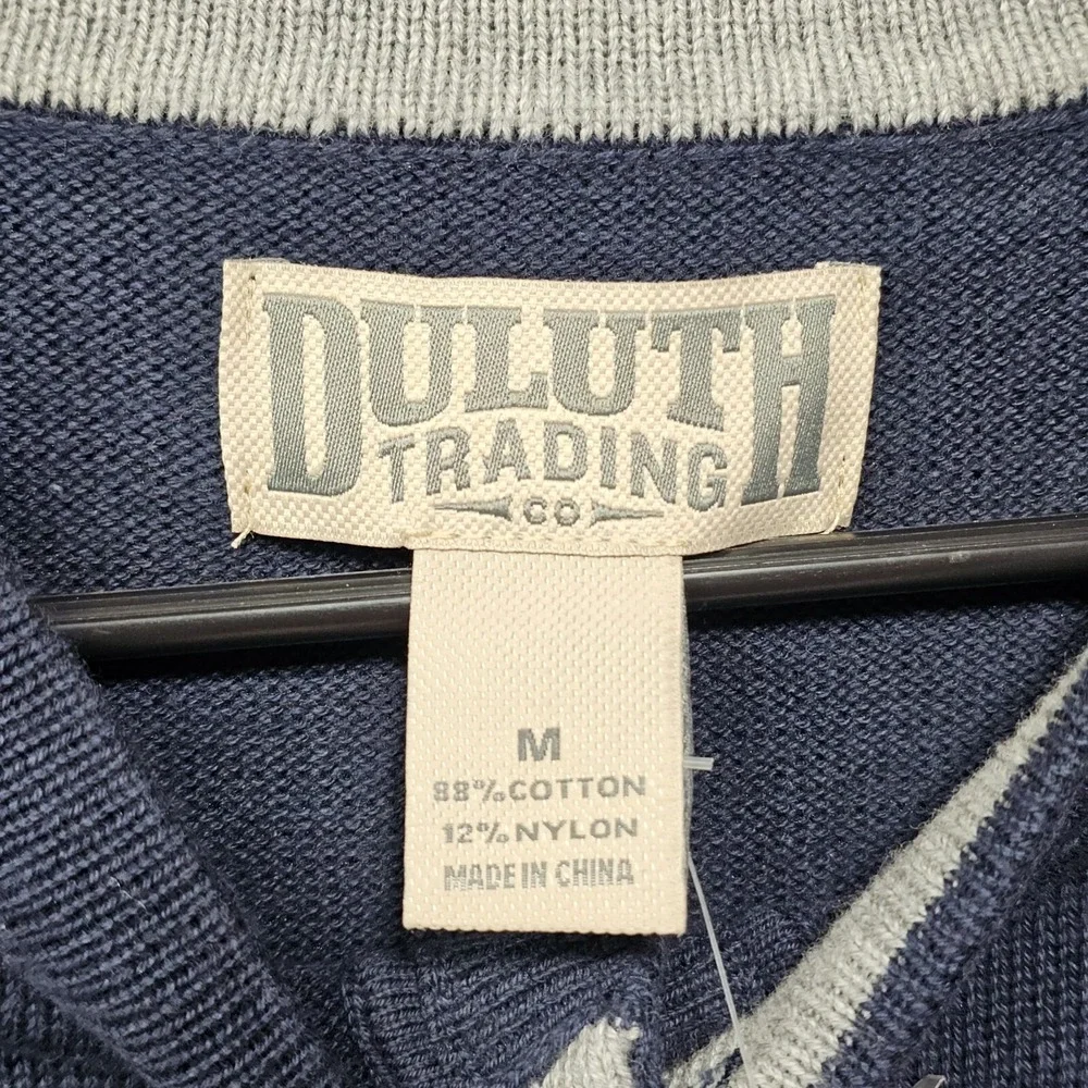 Duluth Sweater Mens Medium Navy Blue Strongarm Henley Long Sleeve Pullover